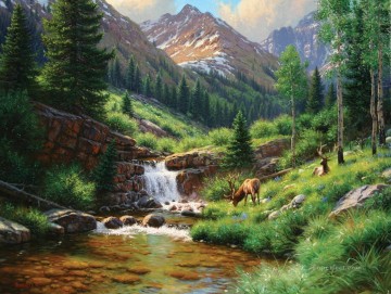 deer in summer mountain Oil Paintings